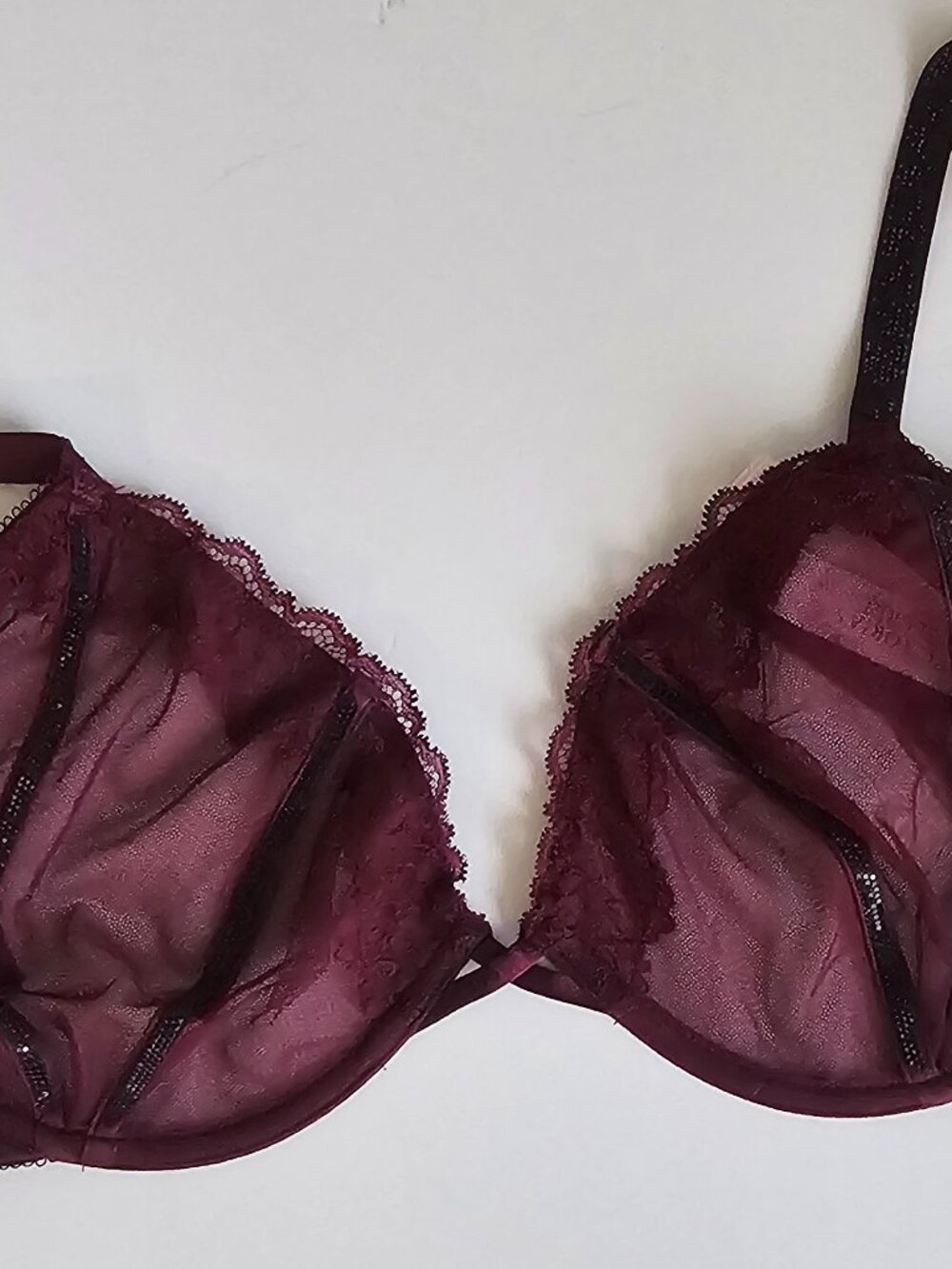 Victoria's Secret Sheer Shine Rose Unlined Low-Cut Demi Bra Size 34 DDD NWT